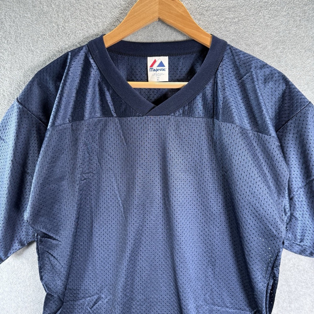 Vintage Majestic Football Practice Jersey Youth XL Blue V Neck Mesh USA Shuffle - Picture 3 of 9